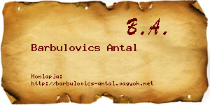 Barbulovics Antal névjegykártya